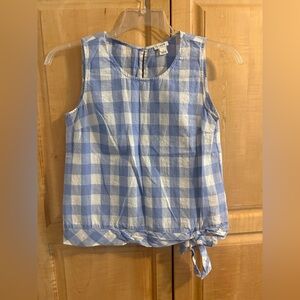 J. Crew Gingham Plaid Tie-Front Shirt Sz. 2